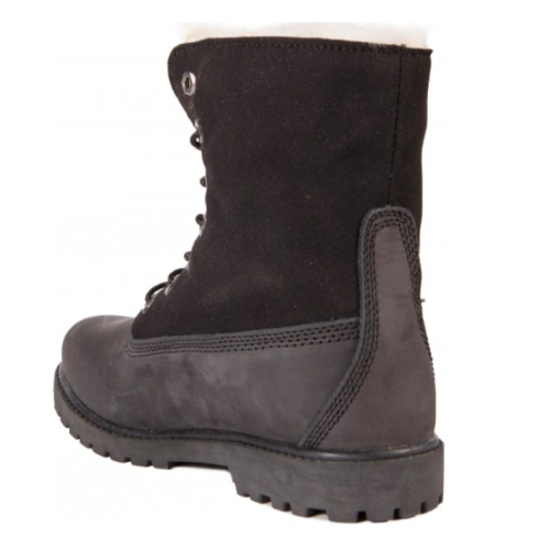 Timberland с отворотом (Черные с мехом)
