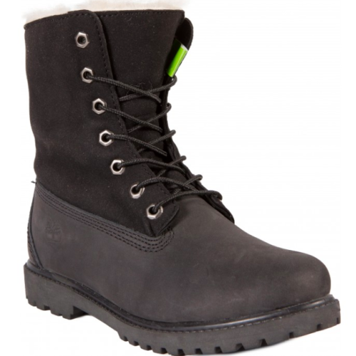 Timberland с отворотом (Черные с мехом)