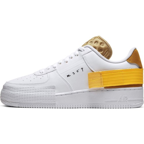 Nike Air Force n 354 Белые с желтым (кожа)