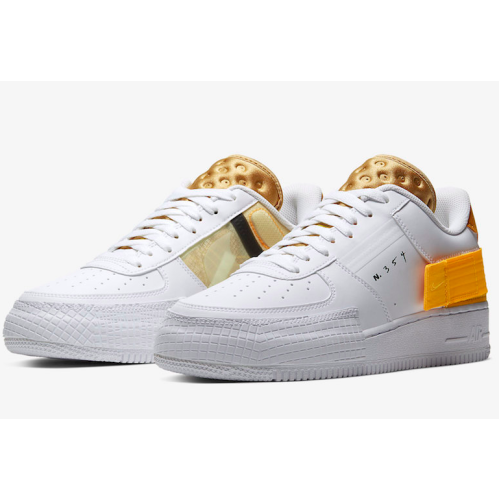Nike Air Force n 354 Белые с желтым (кожа)