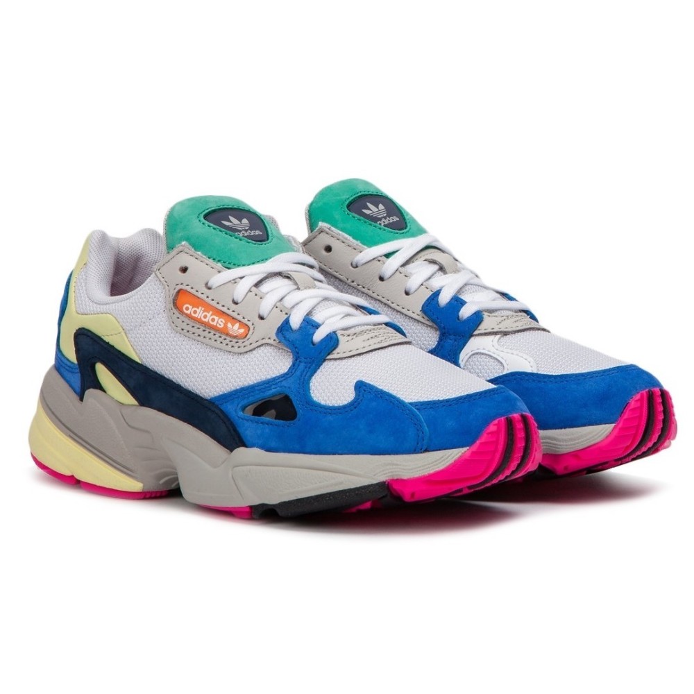 Adidas falcon cheap blue yellow pink