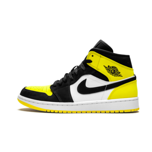 Nike Air Jordan Retro 1 Mid (Черные с желтым)