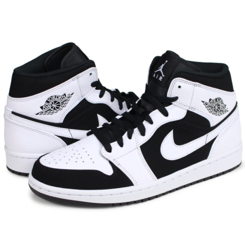 Nike Air Jordan Retro 1 Mid (Белые с черным)