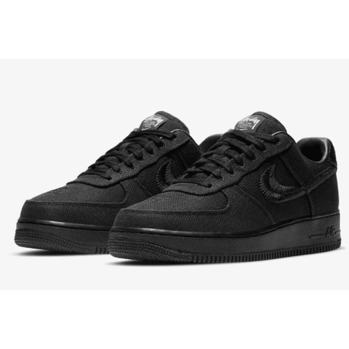 Nike Air Force 1 07 Low Stussy X Black (Черные замша)