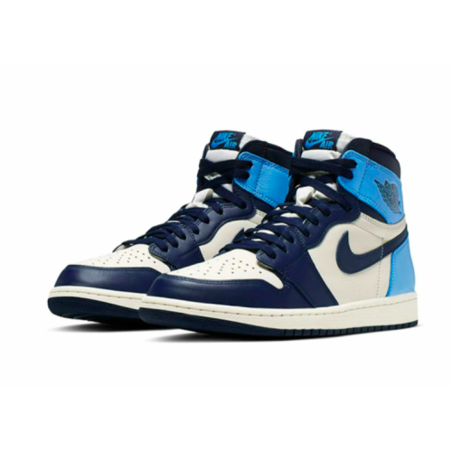 Nike Air Jordan Retro 1 High Obsidian (Белые с голубым)